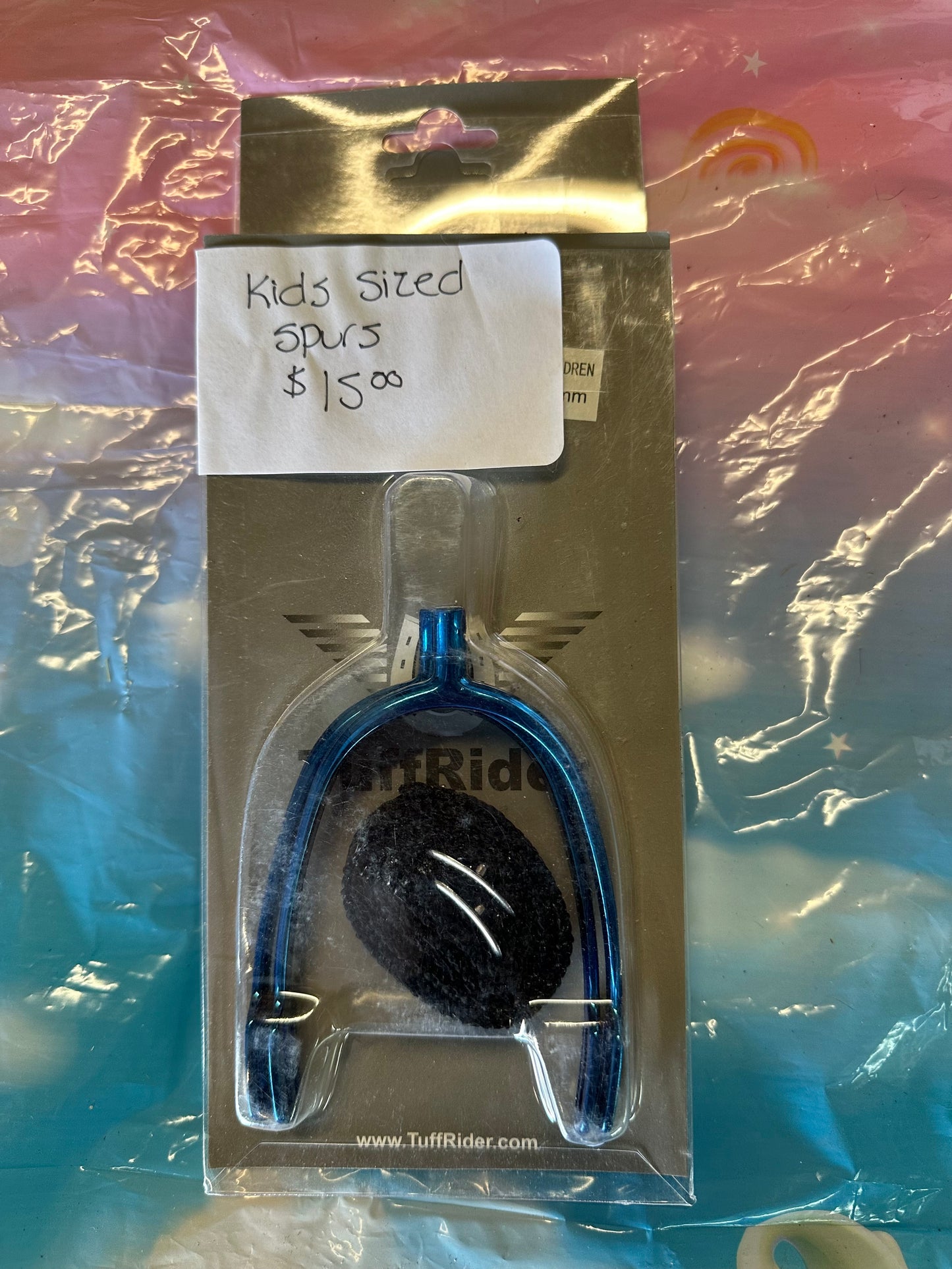 Kids blue pony spurs